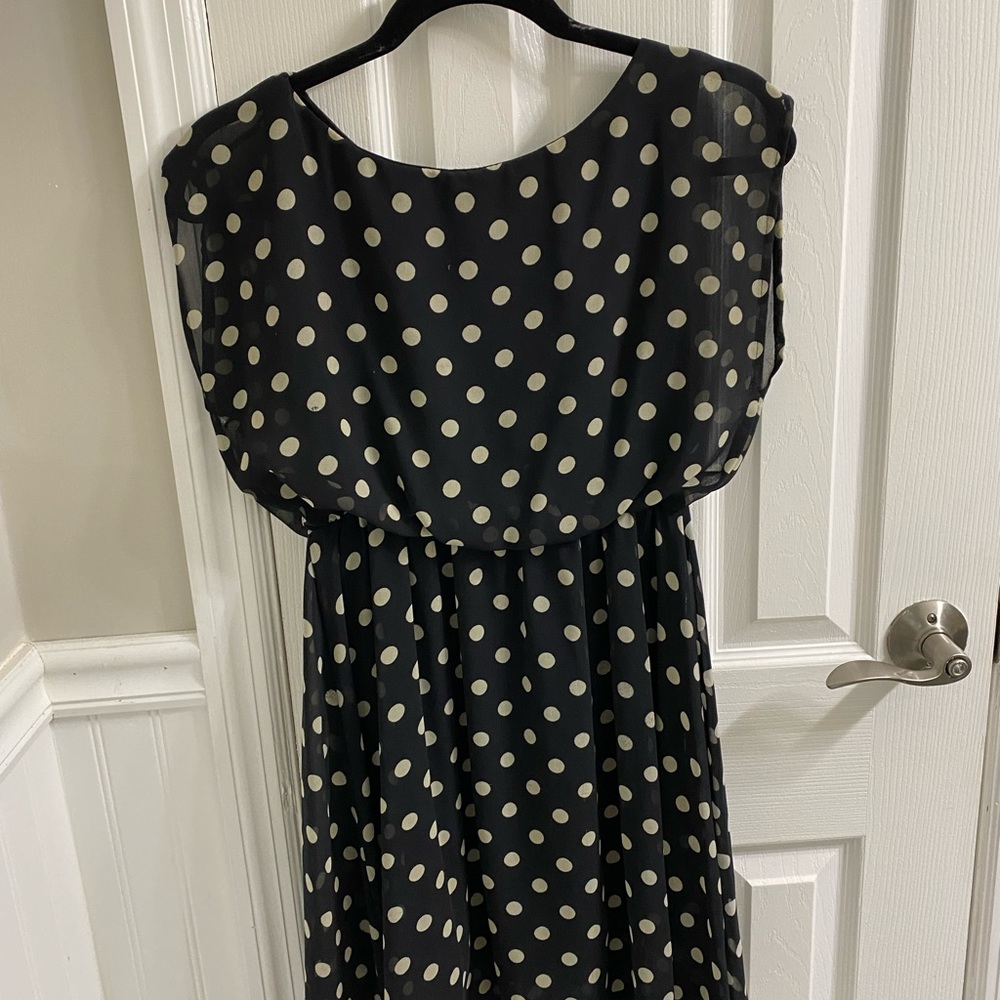 Black Dress with Cream Polka Dots